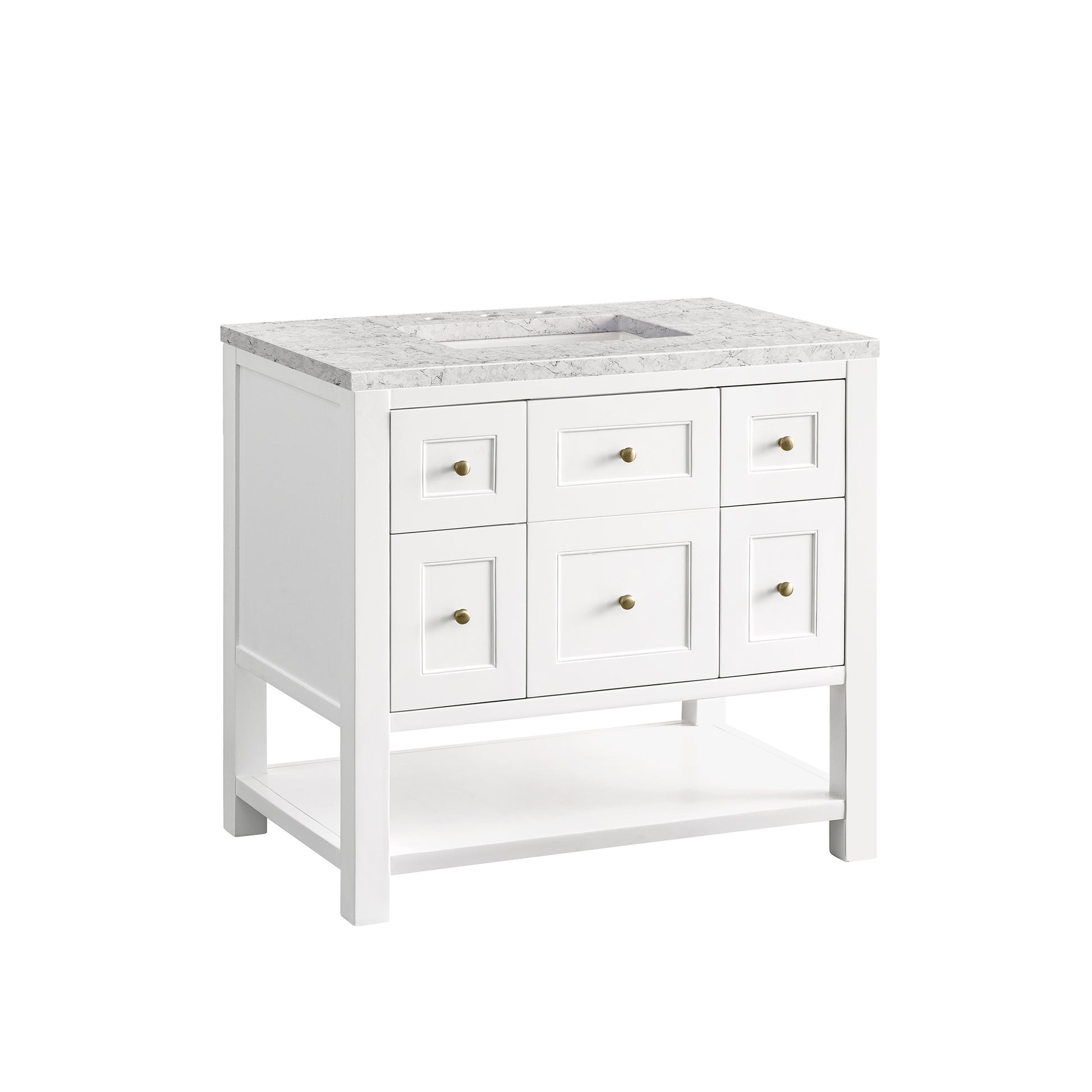Bathroom Vanities Outlet Atlanta Renovate for LessBreckenridge 36" Single Vanity, Bright White w/ 3CM Eternal Jasmine Pearl Top