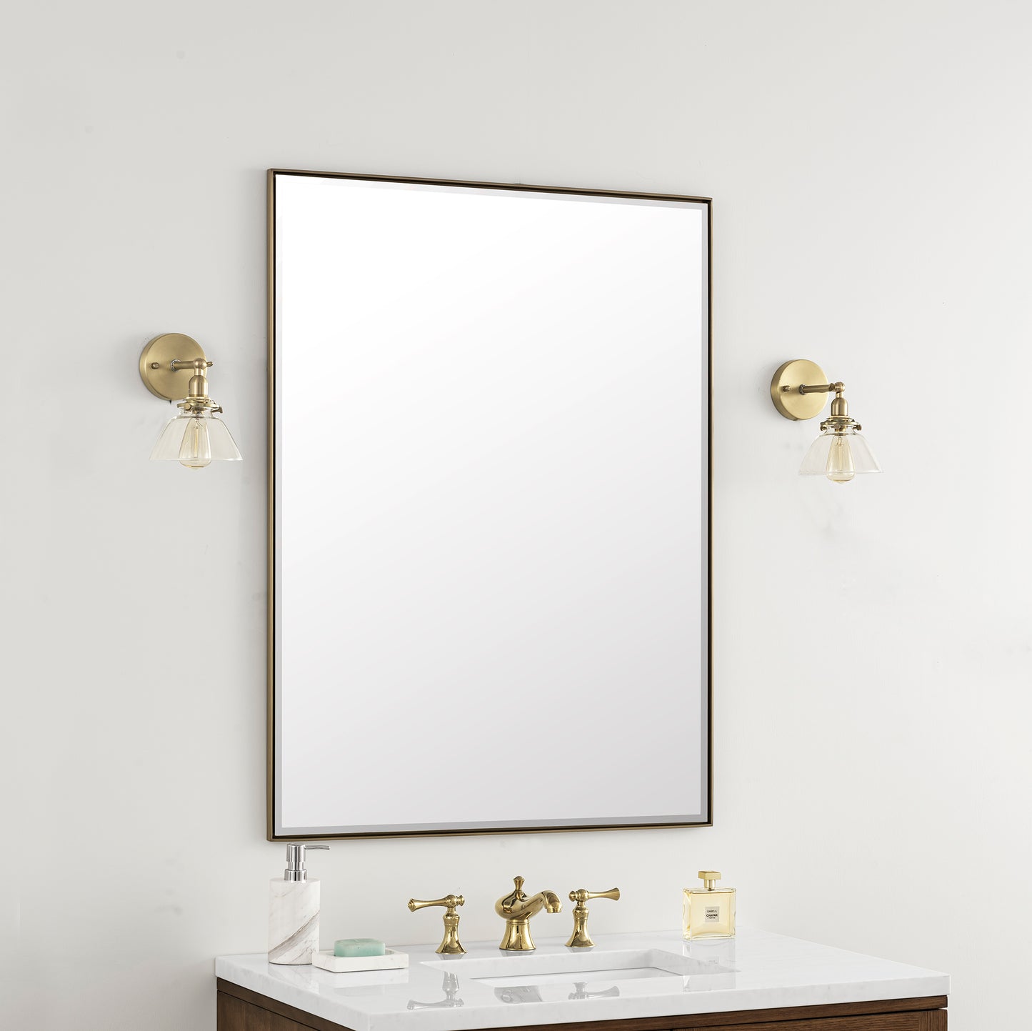 Rohe 30" Mirror, Champagne Brass James Martin Vanities