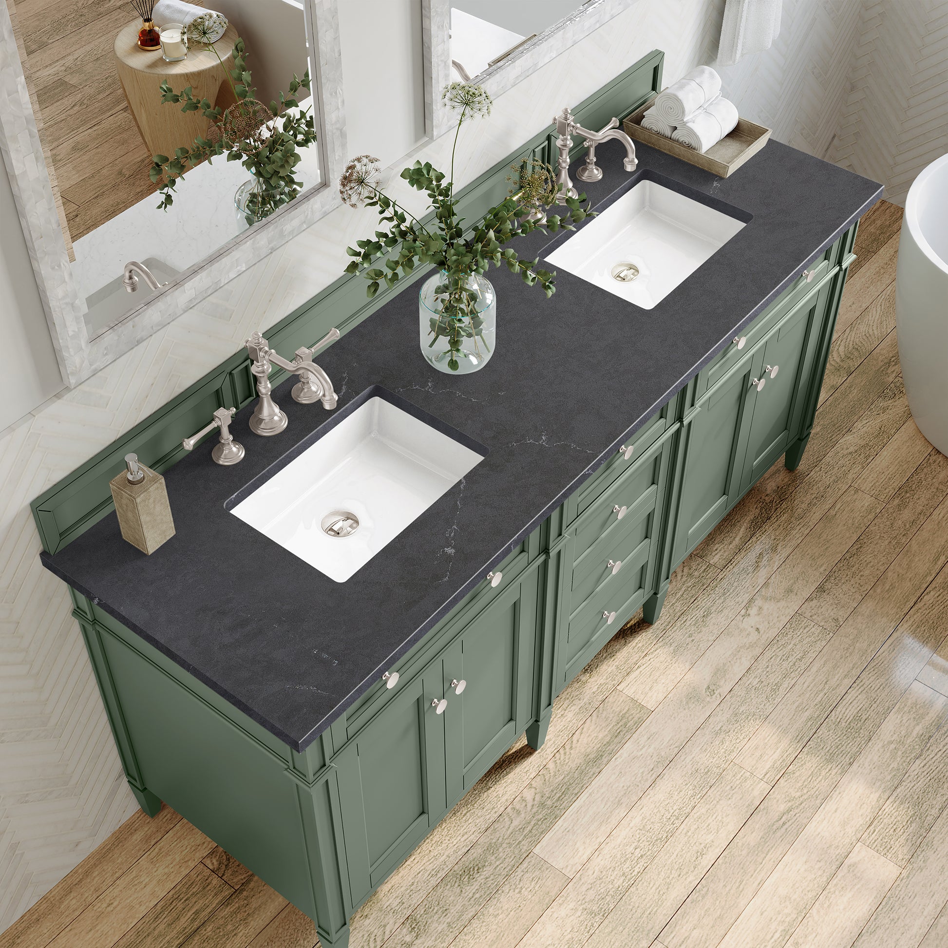 Bathroom Vanities Outlet Atlanta Renovate for LessBrittany 72" Double Vanity, Smokey Celadon w/ 3CM Charcoal Soapstone Top