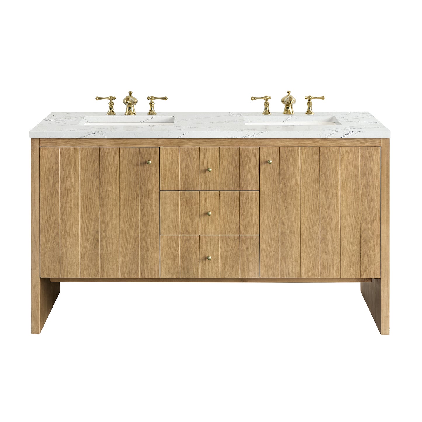 Hudson 60" Double Vanity, Light Natural Oak w/ 3CM Ethereal Noctis Top James Martin Vanities