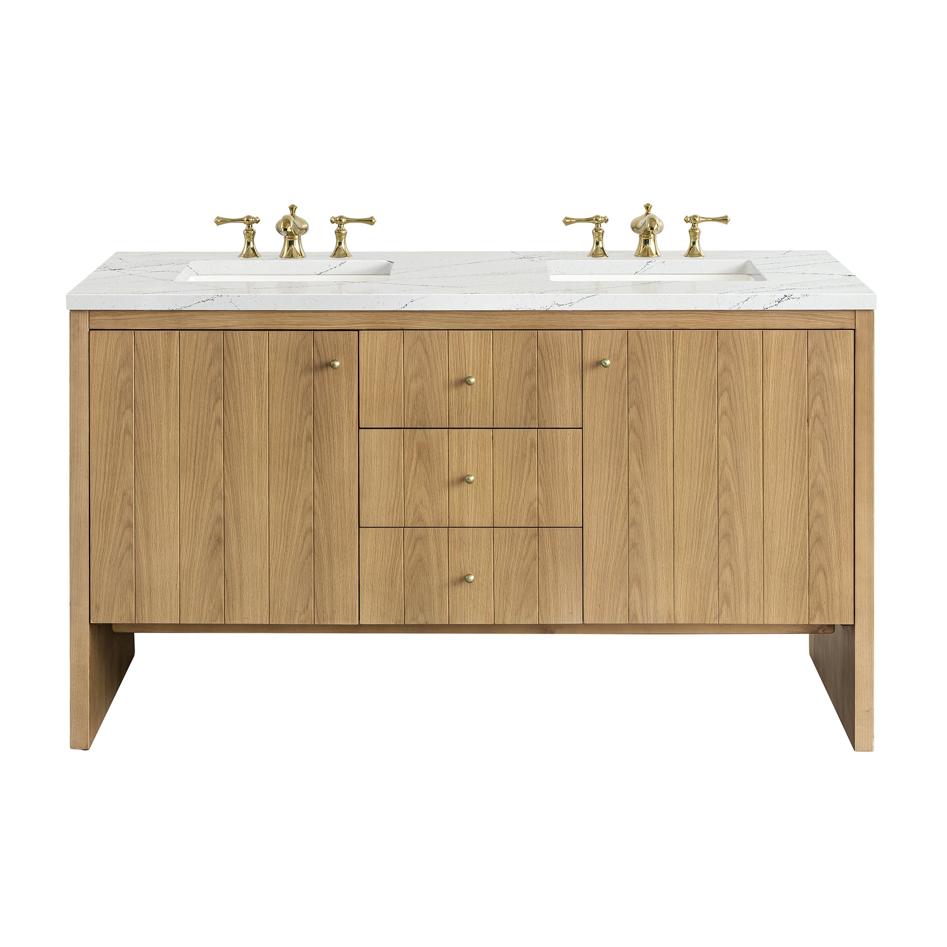 Hudson 60" Double Vanity, Light Natural Oak w/ 3CM Ethereal Noctis Top James Martin Vanities