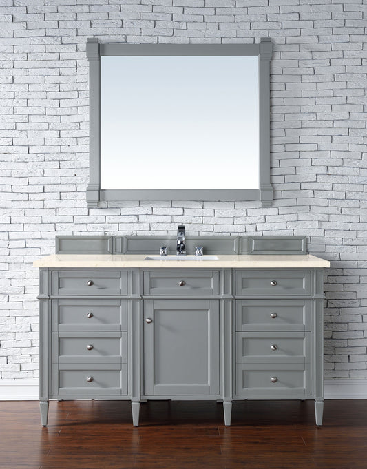 Brittany 60" Urban Gray Single Vanity w/ 3 CM Eternal Marfil Quartz Top James Martin Vanities