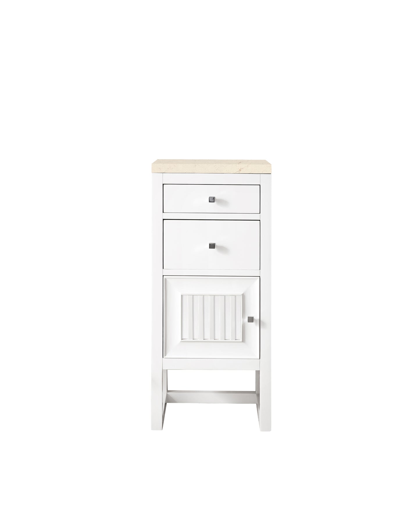 Athens 15" Cabinet w/ Drawers & Door, Glossy White w/ 3 CM Eternal Marfil Top James Martin Vanities