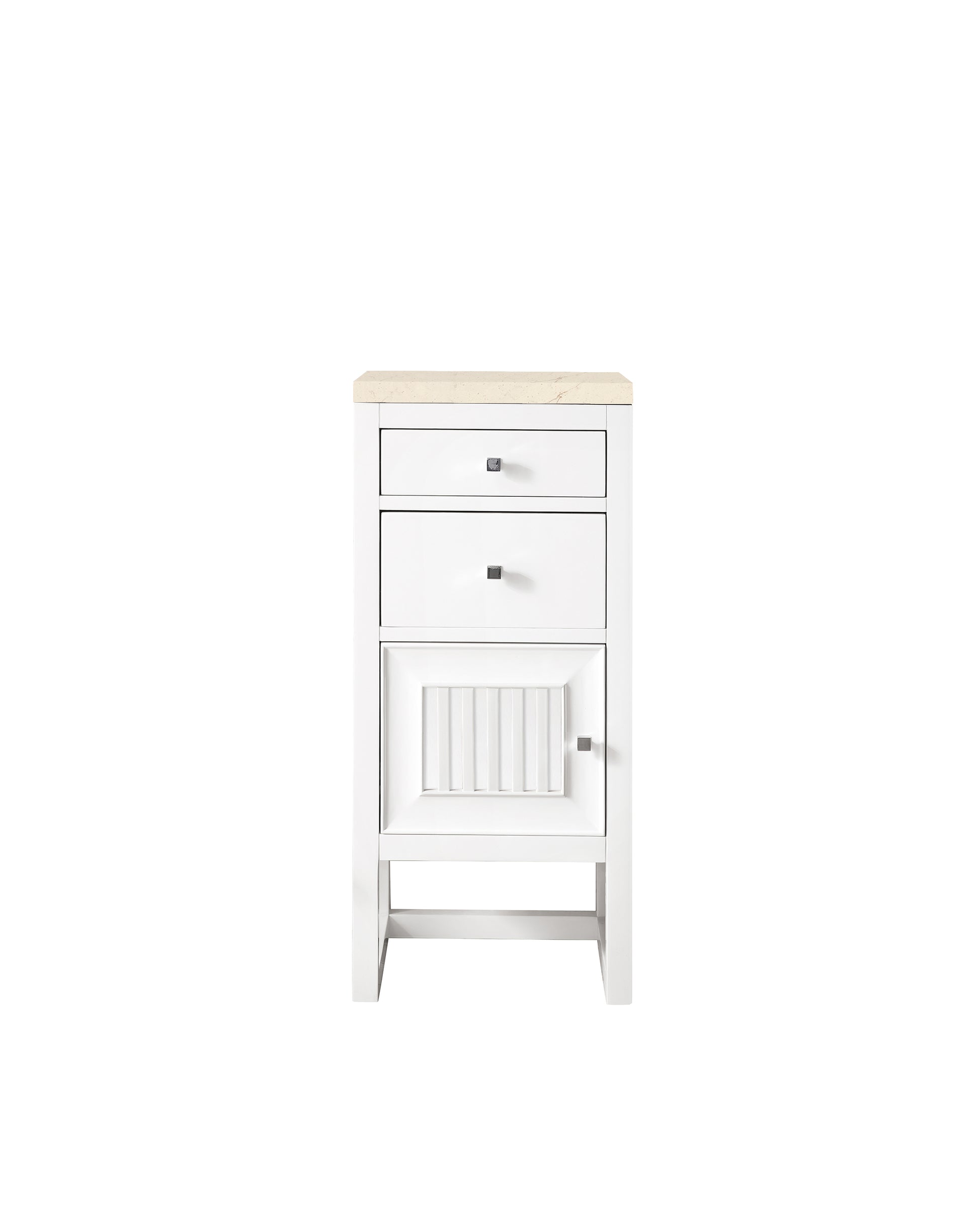 Athens 15" Cabinet w/ Drawers & Door, Glossy White w/ 3 CM Eternal Marfil Top James Martin Vanities
