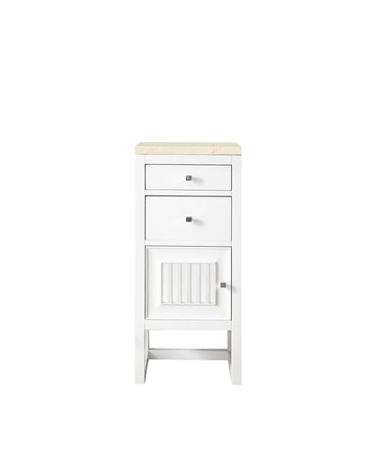 Athens 15" Cabinet w/ Drawers & Door, Glossy White w/ 3 CM Eternal Marfil Top James Martin Vanities