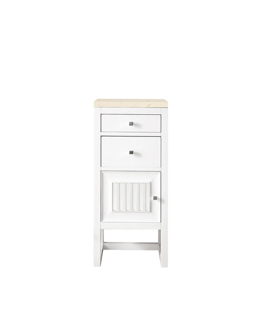 Athens 15" Cabinet w/ Drawers & Door, Glossy White w/ 3 CM Eternal Marfil Top James Martin Vanities