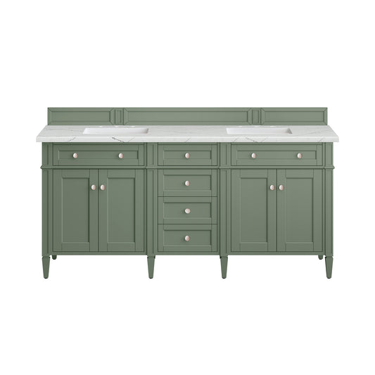 Brittany 72" Double Vanity, Smokey Celadon w/ 3CM Ethereal Noctis Top James Martin Vanities