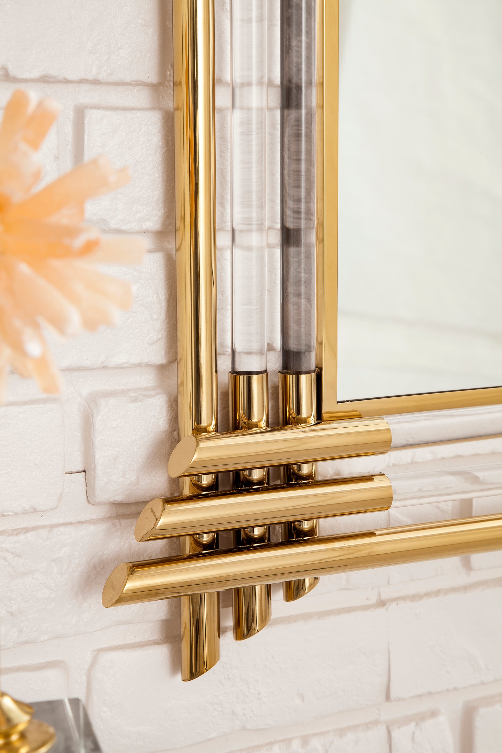 Sarasota 35.4" Mirror, Polished Gold and Lucite James Martin Vanities