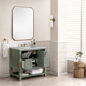 Breckenridge 36" Single Vanity, Smokey Celadon w/ 3CM Eternal Serena Top James Martin Vanities