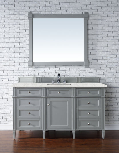 Brittany 60" Urban Gray Single Vanity w/ 3 CM Eternal Jasmine Pearl Quartz Top James Martin Vanities
