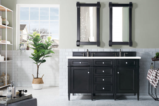 Brittany 60" Black Onyx Double Vanity w/ 3 CM White Zeus Quartz Top James Martin Vanities
