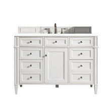 Load image into Gallery viewer, Brittany 48&quot; Bright White Single Vanity w/ 3 CM White Zeus Quartz Top James Martin Vanities