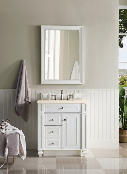 Bristol 30" Single Vanity, Bright White, w/ 3 CM Eternal Marfil Quartz Top James Martin Vanities