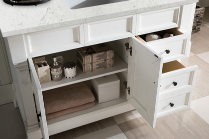 Bathroom Vanities Outlet Atlanta Renovate for LessBrookfield 48" Single Vanity, Bright White w/ 3 CM Eternal Jasmine Pearl Quartz Top
