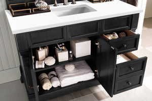 Brookfield 48" Single Vanity, Antique Black w/ 3 CM White Zeus Quartz Top James Martin Vanities