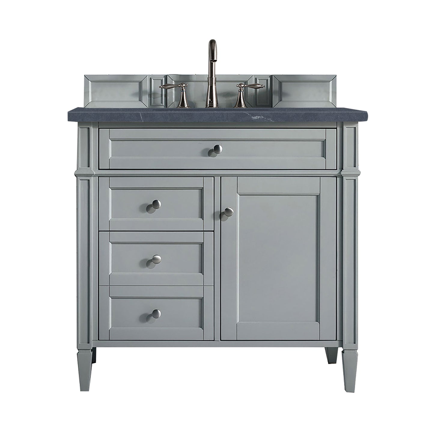 Brittany 36" Urban Gray Single Vanity w/ 3 CM Charcoal Soapstone Quartz Top James Martin Vanities