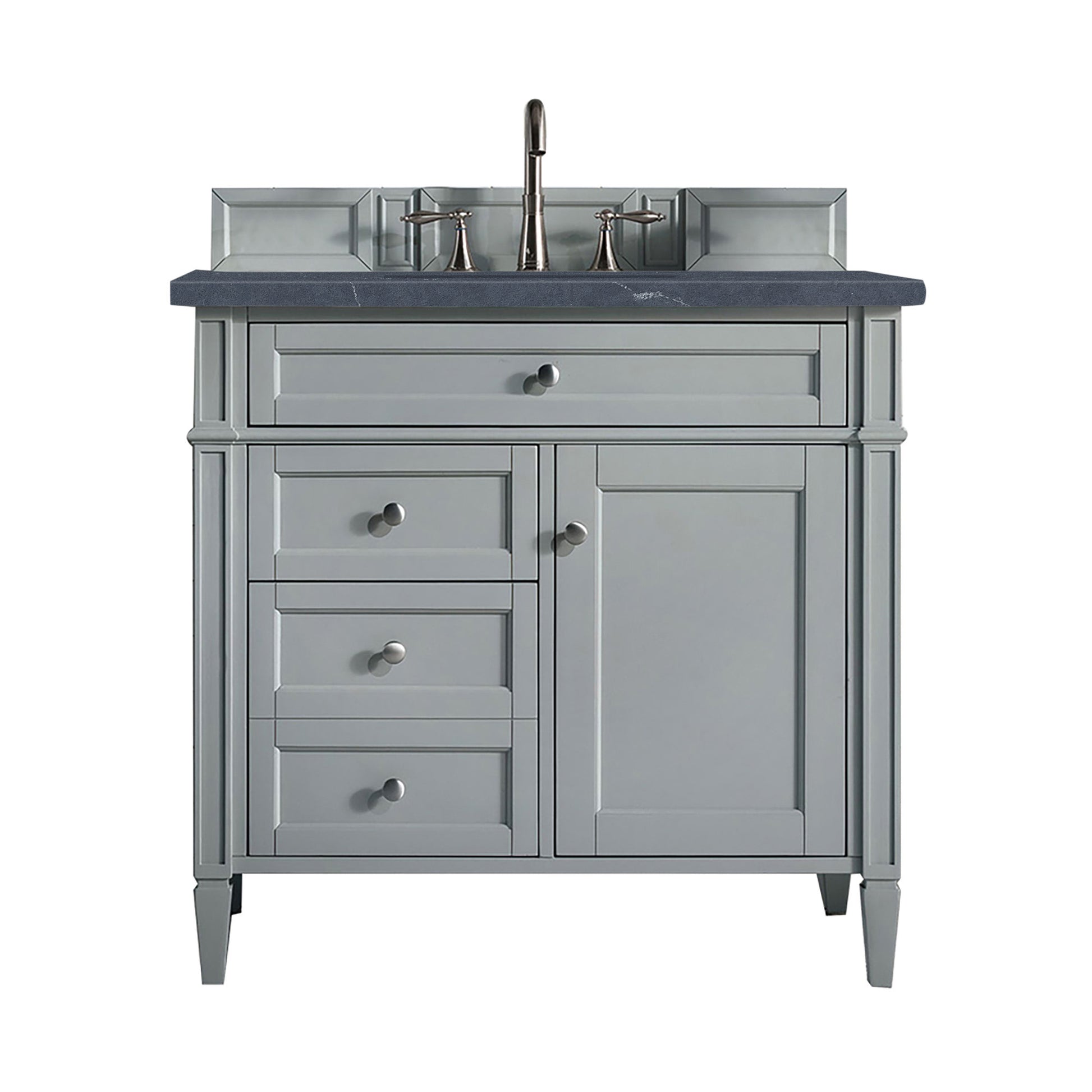 Brittany 36" Urban Gray Single Vanity w/ 3 CM Charcoal Soapstone Quartz Top James Martin Vanities
