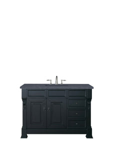 Brookfield 48" Single Vanity, Antique Black w/ 3 CM Charcoal Soapstone Quartz Top James Martin Vanities